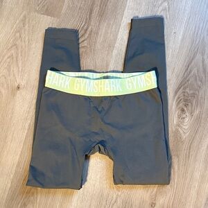 Gymshark Charcoal Leggings with Neon Waistband